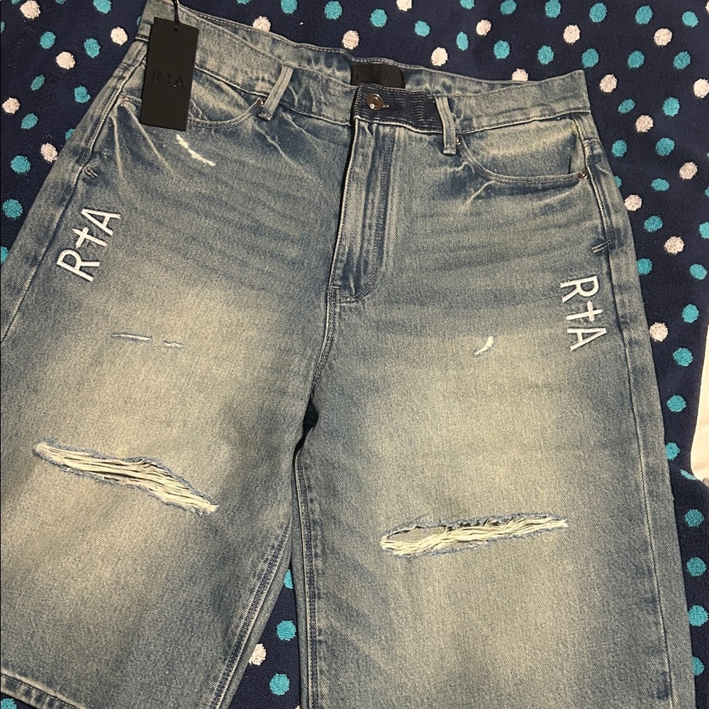 RtA Men's Light Blue Distressed Jeans